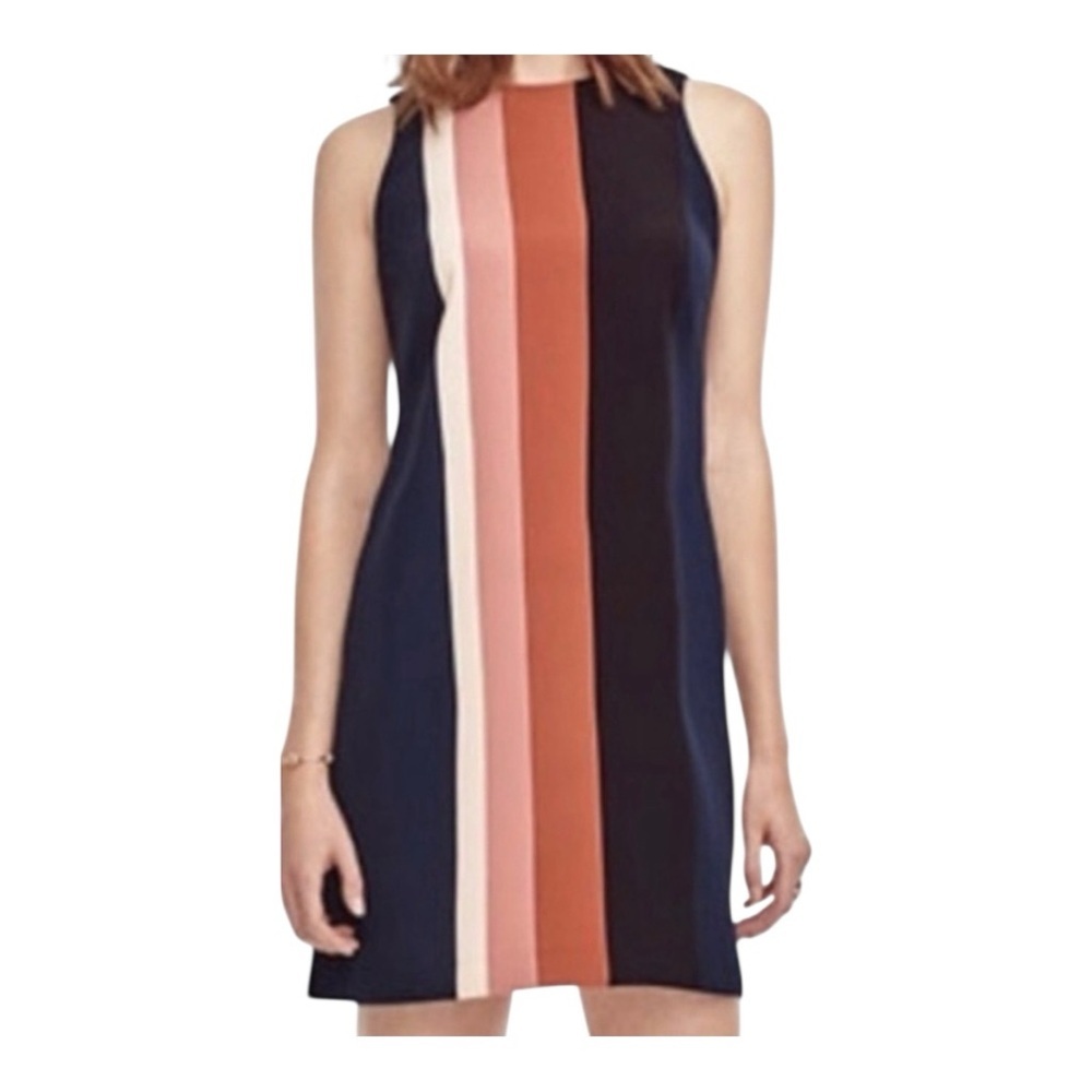 Women's Ann Taylor Factory Dress Size 4 Blue Multi-color Colorblock